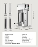 VEVOR Embutidora Eléctrica de Salchichas, 22 LBS / 10 L Embutidora Vertical de Carne, Control de Velocidad Sin Escalones