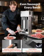VEVOR Embutidora Eléctrica de Salchichas, 22 LBS / 10 L Embutidora Vertical de Carne, Control de Velocidad Sin Escalones