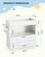Cambiador de bebé con 2 cajones, cómoda moderna para cuarto de bebé con un espacio de almacenamiento abierto, estación d