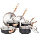Batería de cocina Viking 40011-9990BCC acero inoxidable 3 capas 10 piezas con tapas de vidrio apto para inducción negro