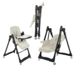 Silla alta sin herramientas con balanceo suave | Configuración de 5 minutos, bandeja extraíble fácil de limpiar y funda