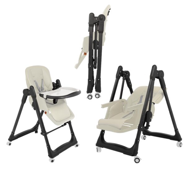 Silla alta sin herramientas con balanceo suave | Configuración de 5 minutos, bandeja extraíble fácil de limpiar y funda