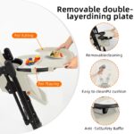 Silla alta sin herramientas con balanceo suave | Configuración de 5 minutos, bandeja extraíble fácil de limpiar y funda