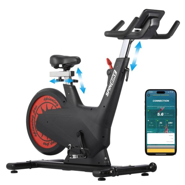 Bicicleta estática 5 en 1 MERXENG resistencia magnética 32 niveles freno de emergencia capacidad 350 libras manillar y a