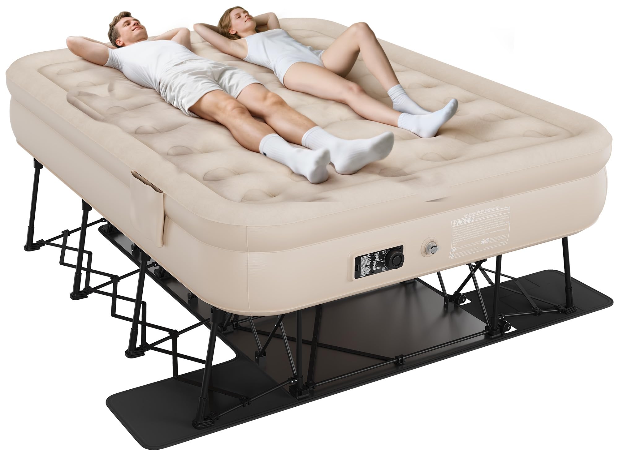 Version 1.0.0 Cama de aire inflable Queen YITAHOME MAYIHmSSC0 marco de acero bomba integrada inflado rápido funda rodante capacidad 50