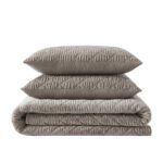 Juego de edredón King terciopelo aplastado marrón Vera Wang Revman International A0005943 3 piezas con fundas de almohad
