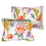 Juego de ropa de cama floral acuarela algodón Greenland Home Fashions GL-1408AMSKES 5 piezas King Cal King blanco con fu