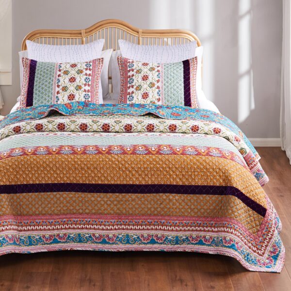 Juego de ropa de cama acolchada con fundas europeas Greenland Home Fashions GL-1606AMSKES 5 piezas King Cal King Tango