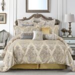 Edredón jacquard damasco TOPLUXE LM-9Rome-Queen juego 9 piezas todas las estaciones fundas europeas falda de cama Queen