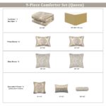 Edredón jacquard damasco TOPLUXE LM-9Rome-Queen juego 9 piezas todas las estaciones fundas europeas falda de cama Queen