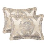 Edredón jacquard damasco TOPLUXE LM-9Rome-Queen juego 9 piezas todas las estaciones fundas europeas falda de cama Queen