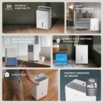 Deshumidificador TCL T50DC9R 50 Pintas portátil control preciso de humedad drenaje continuo para hogar ático y garaje