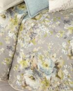 Juego de edredón Greystone Sherry Kline Pacific Coast Home Furnishings 3PC DS 108x95 gris lino viscosa ribete sólido Kin