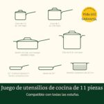 Batería de cocina Cuisinart MT89G-11 juego de ollas y sartenes de acero inoxidable 11 piezas tomillo mate