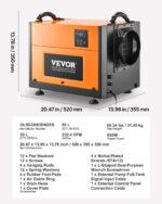 Deshumidificador comercial VEVOR OL60-D083A 125 pintas acero galvanizado para espacio de arrastre y sótano industrial co