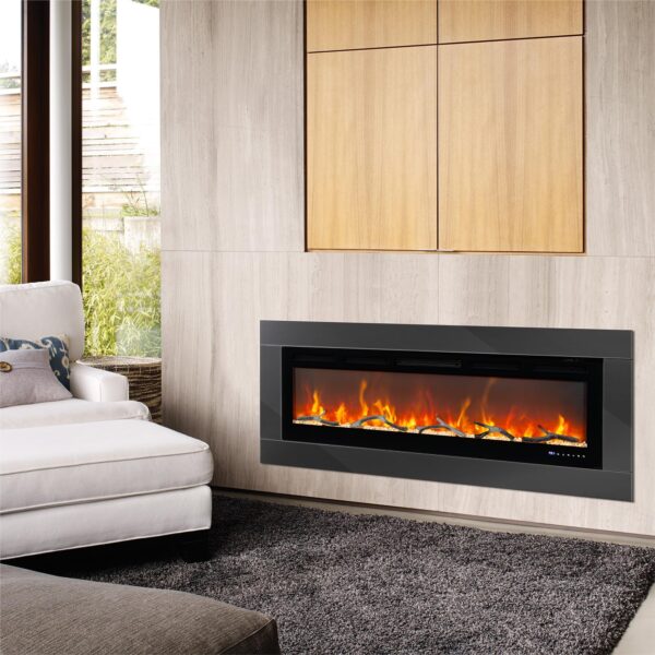 Chimenea Eléctrica DEXSO Fireplace 50 Pulgadas WiFi Alexa 5000 BTU 750/1500W Empotrada/Pared