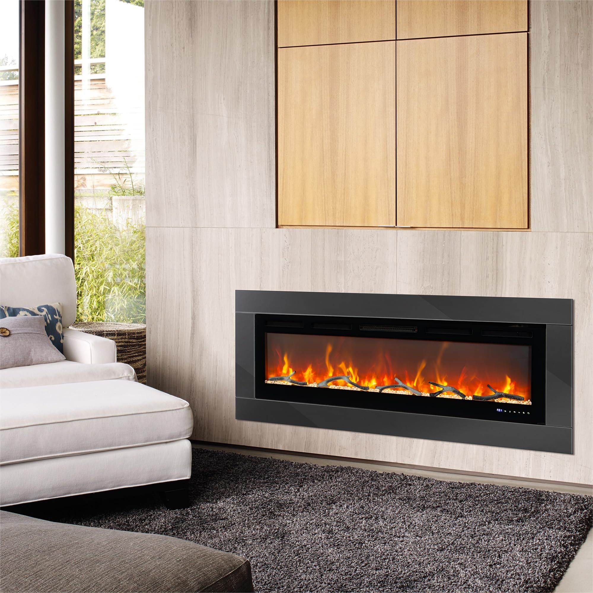 Version 1.0.0 Chimenea Eléctrica DEXSO Fireplace 50 Pulgadas WiFi Alexa 5000 BTU 750/1500W Empotrada/Pared