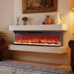 Chimenea eléctrica de 3 lados Silonn SLELF12B-50-US 50", 5110 BTU, 15 colores de llama, compatible con Alexa