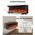 Chimenea eléctrica de 3 lados Silonn SLELF12B-50-US 50", 5110 BTU, 15 colores de llama, compatible con Alexa