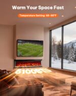 Chimenea eléctrica de 3 lados Silonn SLELF12B-50-US 50", 5110 BTU, 15 colores de llama, compatible con Alexa