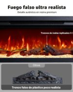 Chimenea eléctrica de 3 lados Silonn SLELF12B-50-US 50", 5110 BTU, 15 colores de llama, compatible con Alexa