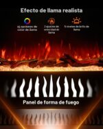 Chimenea eléctrica de 3 lados Silonn SLELF12B-50-US 50", 5110 BTU, 15 colores de llama, compatible con Alexa