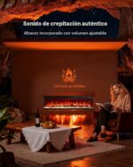 Chimenea eléctrica de 3 lados Silonn SLELF12B-50-US 50", 5110 BTU, 15 colores de llama, compatible con Alexa