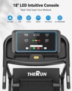 Cinta de Correr Plegable THERUN TR06 Motor 3.0HP Inclinación Manual 0 a 6 Porciento Velocidad 0.6 a 9 MPH Capacidad 300
