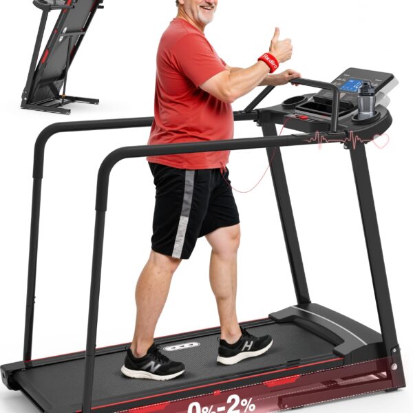 Caminadora Redliro JK15F para Adultos Mayores Plegable Pasamanos Laterales y Frontal Capacidad 400 Libras Inclinacion 0-