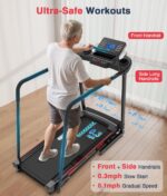 Caminadora Redliro JK15F para Adultos Mayores Plegable Pasamanos Laterales y Frontal Capacidad 400 Libras Inclinacion 0-