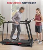 Caminadora Redliro JK15F para Adultos Mayores Plegable Pasamanos Laterales y Frontal Capacidad 400 Libras Inclinacion 0-