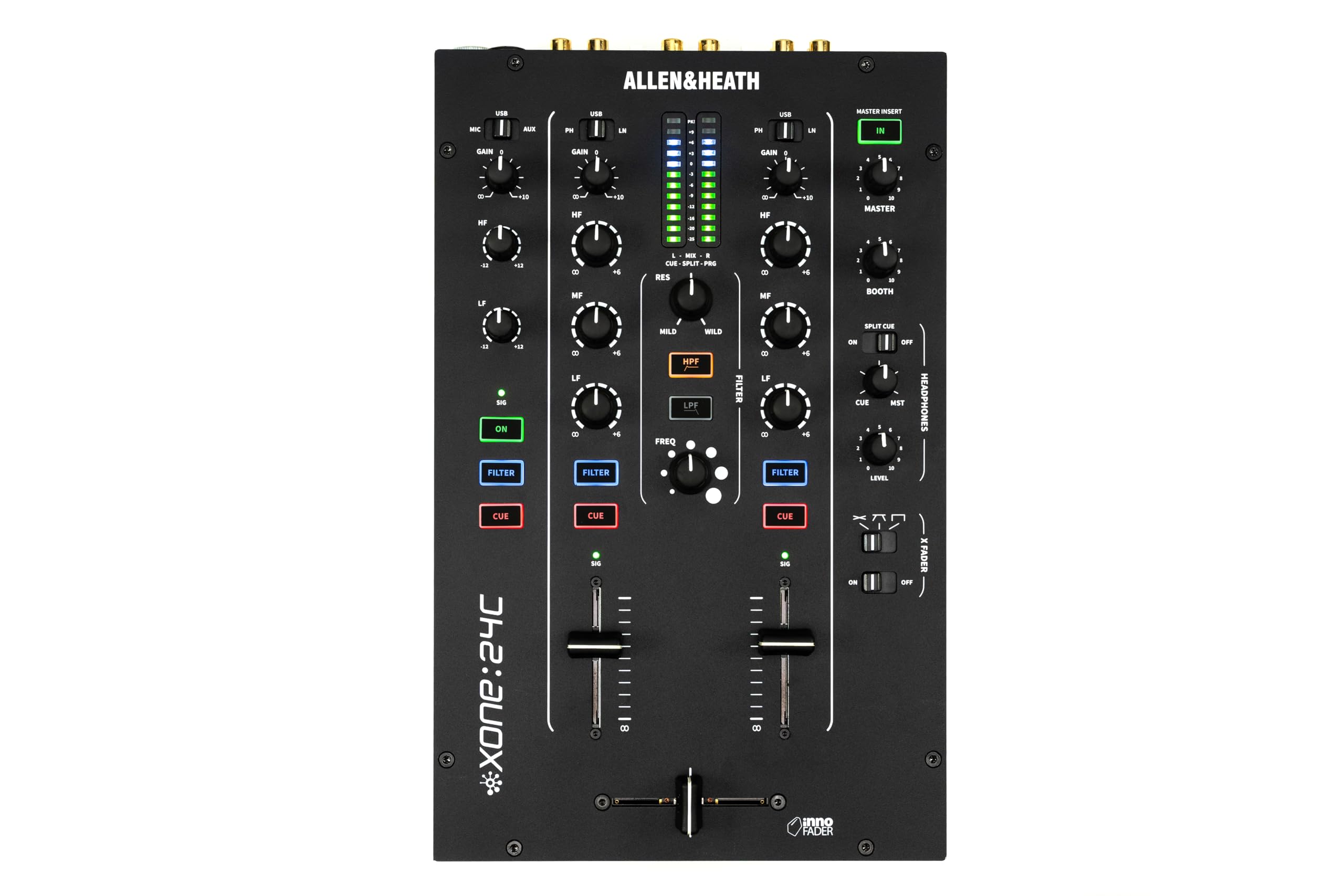 XONE: 24C Mezclador DJ analógico de 2+1 canales con interfaz