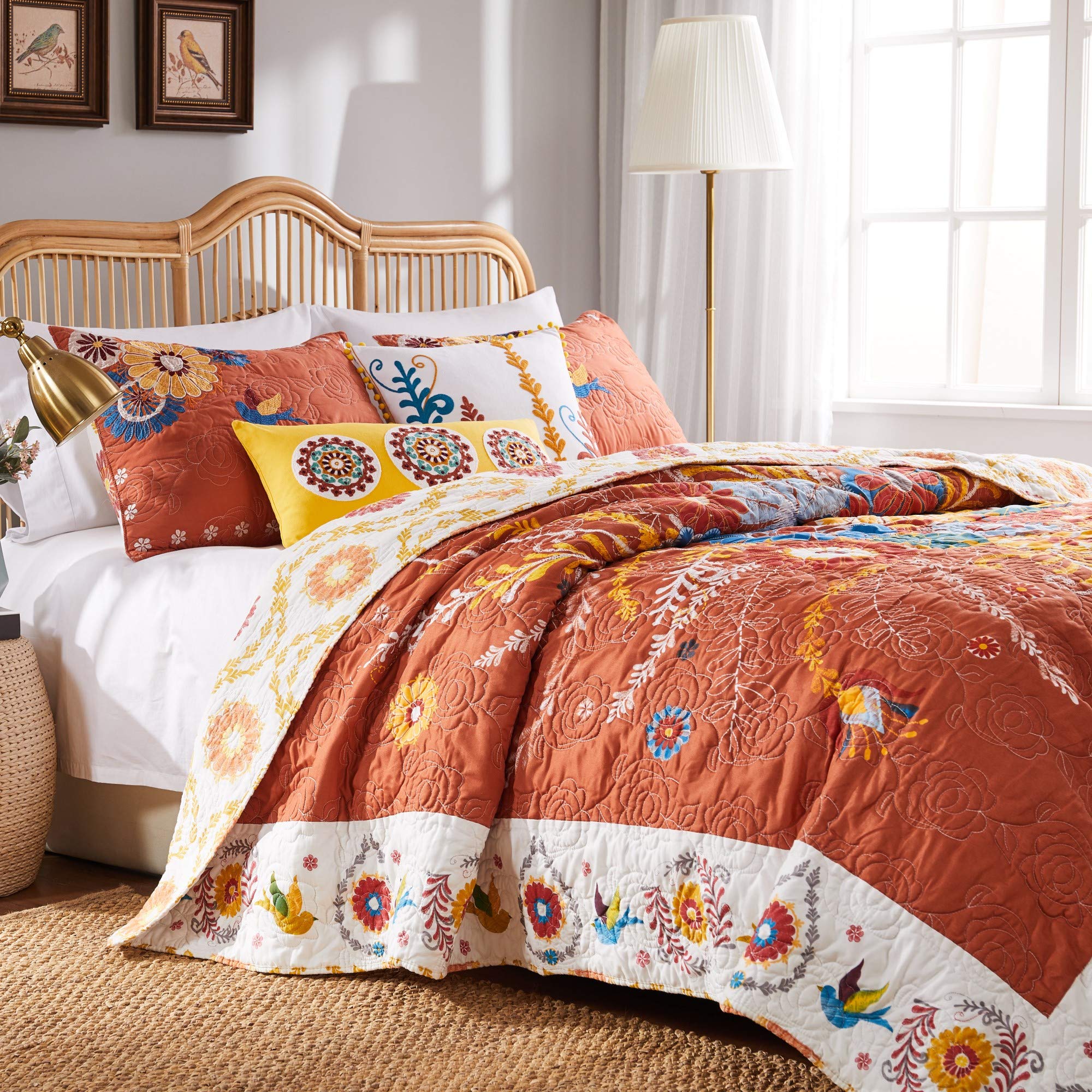 Version 1.0.0 Juego de edredón Barefoot Bungalow Topanga Greenland Home Fashions GL-1703EBSQ5 5 piezas tamaño queen multicolor