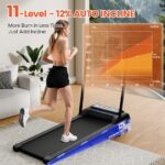 Cinta de Correr Plegable Trygoal Inclinación Automática 11 Niveles 12% Motor 3.5 HP Capacidad 450 libras con Altavoz Blu