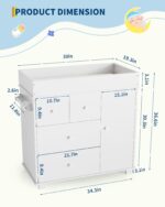GarveeLife Cómoda para cambiador, cómoda de bebé con 3 cajones y un gabinete, estación moderna para cambiar pañales con