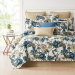 Juego de edredón Ariana Pacific Coast Home Furnishings ARI-QN3PC-C jacquard Queen 3 piezas azul bronceado respaldo algod