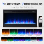 Chimenea Eléctrica de Cristal MEGAWISE SF301-43BT 1400 W Llamas LED 7 Colores con Control Remoto Inteligente y Termostat