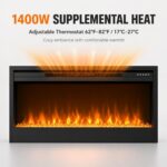 Chimenea Eléctrica de Cristal MEGAWISE SF301-43BT 1400 W Llamas LED 7 Colores con Control Remoto Inteligente y Termostat