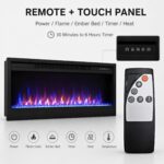 Chimenea Eléctrica de Cristal MEGAWISE SF301-43BT 1400 W Llamas LED 7 Colores con Control Remoto Inteligente y Termostat