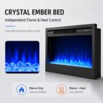 Chimenea Eléctrica de Cristal MEGAWISE SF301-43BT 1400 W Llamas LED 7 Colores con Control Remoto Inteligente y Termostat