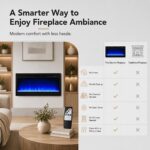 Chimenea Eléctrica de Cristal MEGAWISE SF301-43BT 1400 W Llamas LED 7 Colores con Control Remoto Inteligente y Termostat