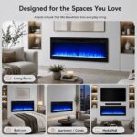Chimenea Eléctrica de Cristal MEGAWISE SF301-43BT 1400 W Llamas LED 7 Colores con Control Remoto Inteligente y Termostat