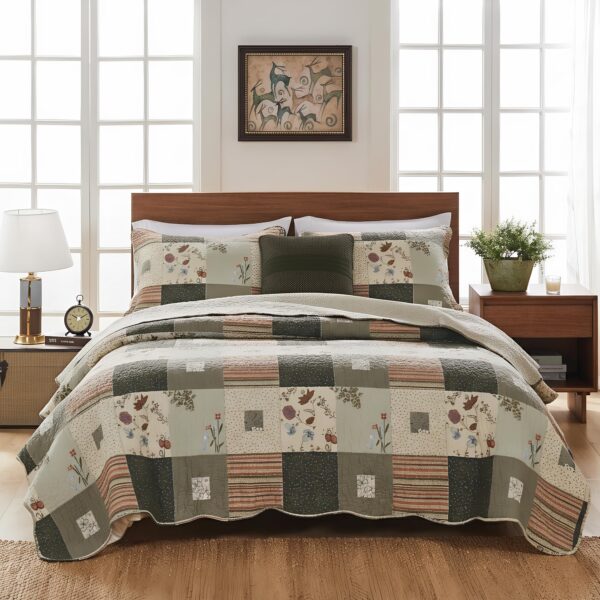 Juego de Edredón Greenland Home Fashions Sedona GL-1010G4PK 100% algodón King 5 piezas gris