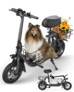 Gyroor Scooter eléctrico para adultos, motor de 300 W, rango de 20 millas, 15.5 MPH, scooter eléctrico plegable con asie