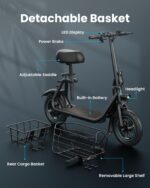 Gyroor Scooter eléctrico para adultos, motor de 300 W, rango de 20 millas, 15.5 MPH, scooter eléctrico plegable con asie