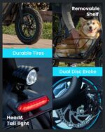 Gyroor Scooter eléctrico para adultos, motor de 300 W, rango de 20 millas, 15.5 MPH, scooter eléctrico plegable con asie