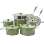 Batería de cocina Nuwave Duralon Lux G10 de 13 piezas cerámica antiadherente azul libre de PFAS apta para inducción