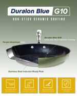 Batería de cocina Nuwave Duralon Lux G10 de 13 piezas cerámica antiadherente azul libre de PFAS apta para inducción