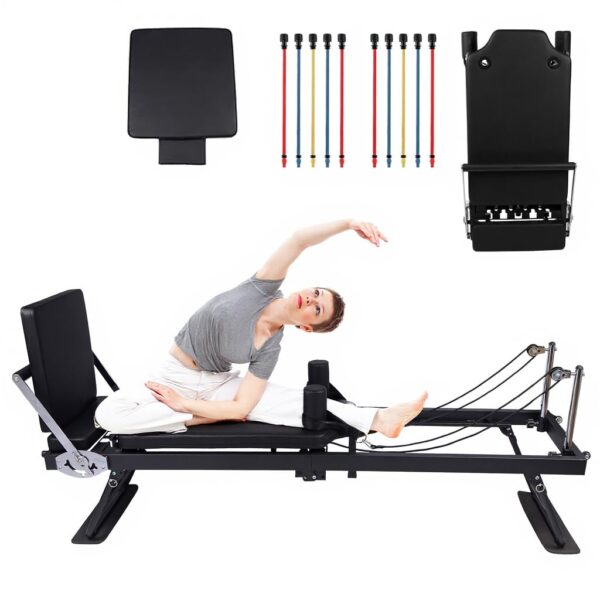 Reformador de pilates plegable para uso doméstico, máquina de pilates reformer rosa con resortes, cama de pilates Pro Re