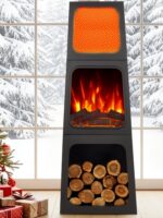 Calentador Chimenea Eléctrica Uthfy CSH-A02 47" Esquina Llama 3D 2 Modos Protección Térmica